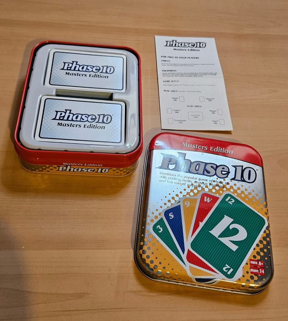 Vintage 2003 Phase 10 Masters Edition Card Game Tin